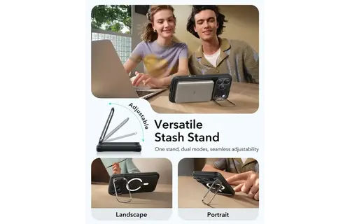 ESR Classic Hybrid MagSafe Case Camera Control, Stash Stand For iPhone 17 Pro - Clear Black