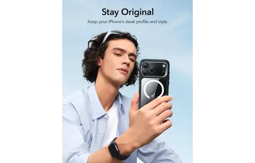 ESR Classic Hybrid MagSafe Case Camera Control, Stash Stand For iPhone 17 Pro - Clear Black