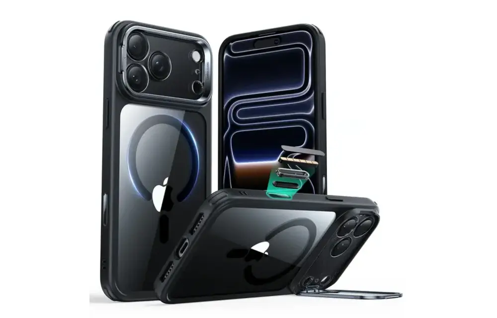 ESR Classic Hybrid MagSafe case Camera Control, Stash Stand For iPhone 17 Pro Max - Clear Black