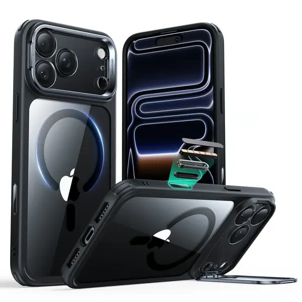 ESR Classic Hybrid MagSafe case Camera Control, Stash Stand For iPhone 17 Pro Max - Clear Black