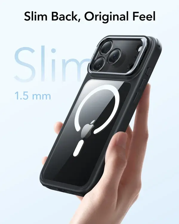 ESR Classic Hybrid MagSafe case Camera Control, Stash Stand For iPhone 17 Pro Max - Clear Black