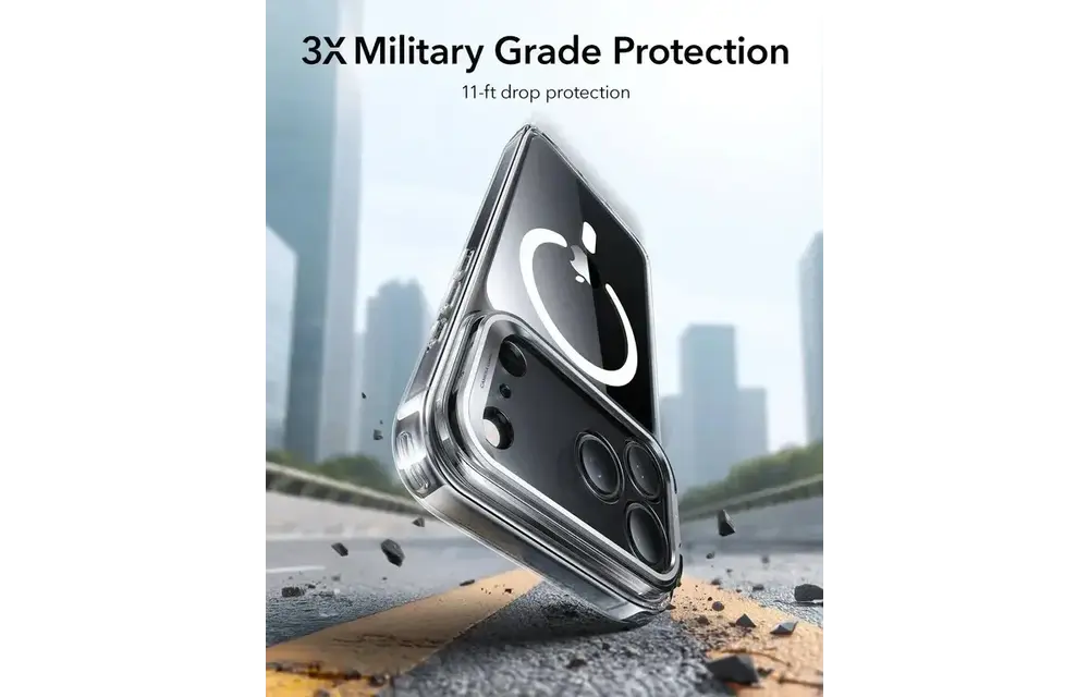 ESR Classic Hybrid MagSafe Case Camera Control, Stash Stand For iPhone 17 Pro Max - Clear