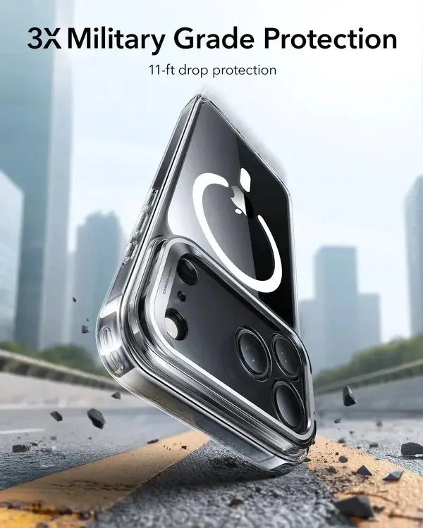 ESR Classic Hybrid MagSafe Case Camera Control, Stash Stand For iPhone 17 Pro Max - Clear