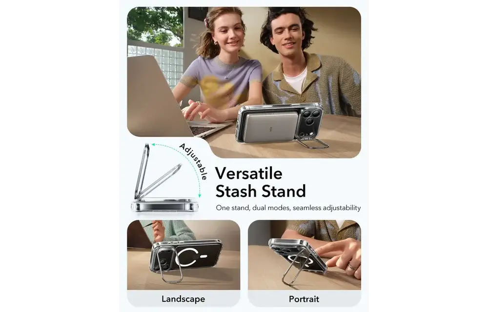 ESR Classic Hybrid MagSafe Case Camera Control, Stash Stand For iPhone 17 Pro Max - Clear