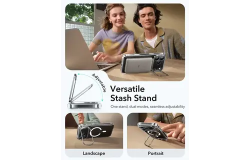 ESR Classic Hybrid MagSafe Case Camera Control, Stash Stand For iPhone 17 Pro Max - Clear