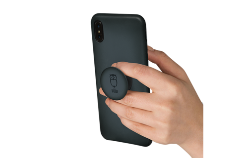 Ullu Hand Colored Premium Leather Poppy Grip and Stand Case for iPhone Xs Max - Smoke Up