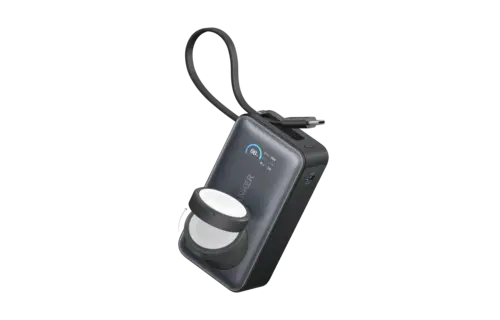 Anker MagGo Power Bank 10K, 35W, with Built-In Apple Watch Charger and USB-C Cable 10,000mAh - Black