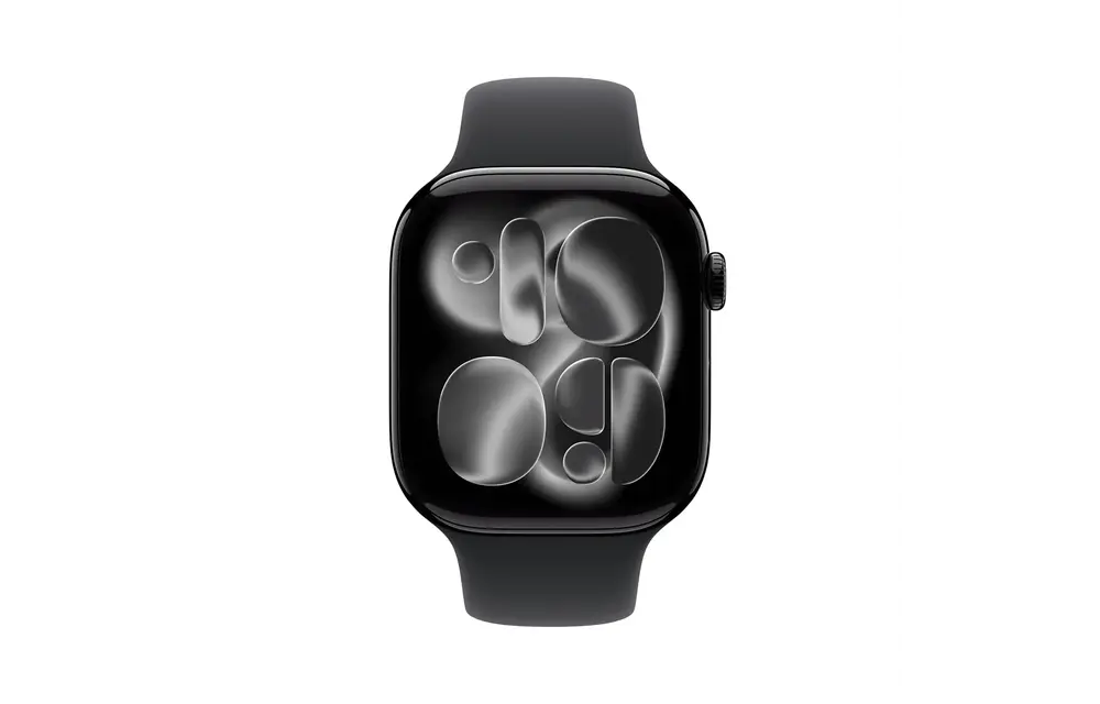 Apple Watch Series 11 GPS, 46mm Aluminium Case with Black Sport Band M/L - Jet Black