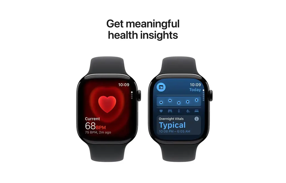 Apple Watch Series 11 GPS, 46mm Aluminium Case with Black Sport Band M/L - Jet Black