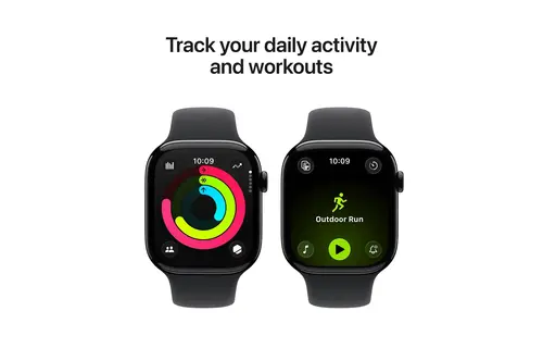 Apple Watch Series 11 GPS, 46mm Aluminium Case with Black Sport Band M/L - Jet Black
