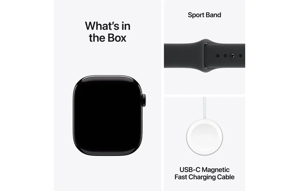 Apple Watch Series 11 GPS, 46mm Aluminium Case with Black Sport Band M/L - Jet Black