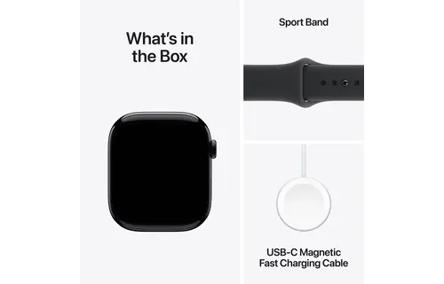 Apple Watch Series 11 GPS, 46mm Aluminium Case with Black Sport Band M/L - Jet Black