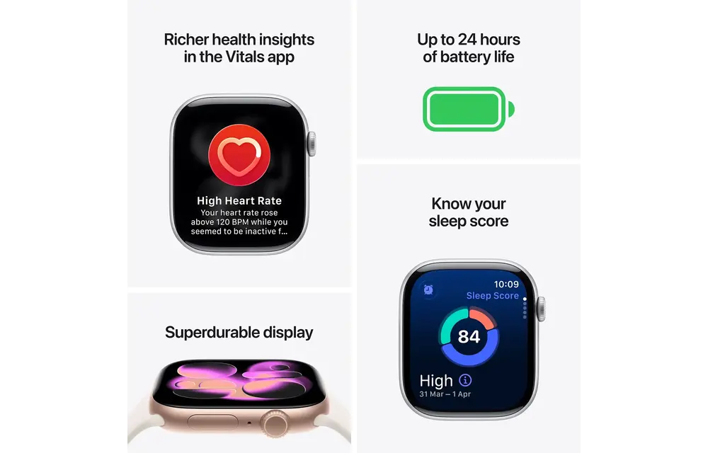 Apple Watch Series 11 GPS, 46mm Aluminium Case with Black Sport Band M/L - Jet Black