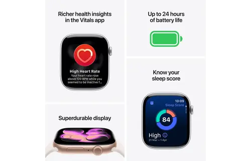 Apple Watch Series 11 GPS, 46mm Aluminium Case with Black Sport Band M/L - Jet Black