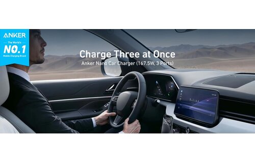 Anker Nano Car Charger 3 Ports 167.5W with USB-C Cable 3.3ft/1m