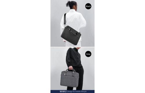 WiWU Minimalist Water-Resistant with Shoulder Strap Bag for Laptop and MacBook 13"/14" - Gray