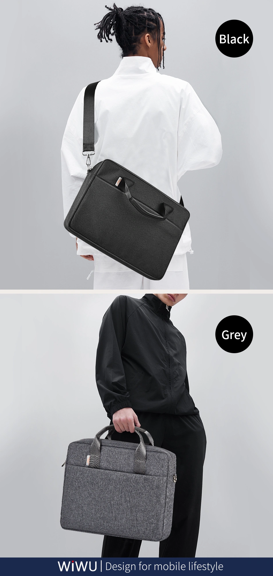 WiWU Minimalist Water-Resistant with Shoulder Strap Carry Bag for Laptop and MacBook 15"/16" - Black