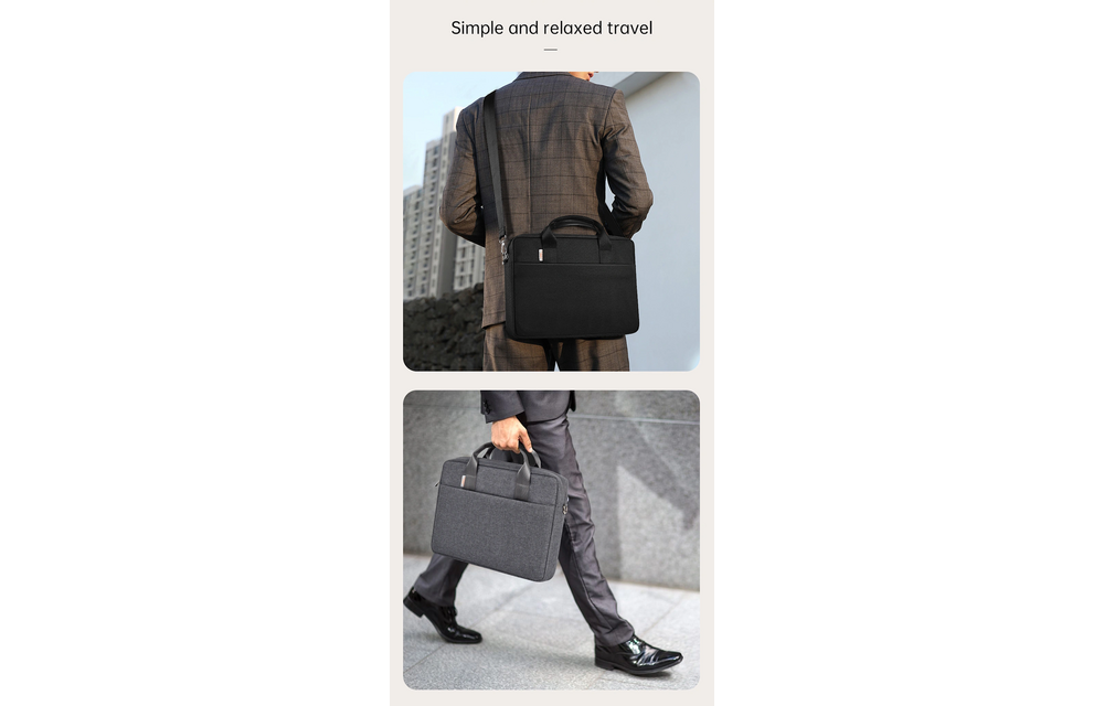 WiWU Minimalist Water-Resistant with Shoulder Strap Carry Bag for Laptop and MacBook 15"/16" - Black