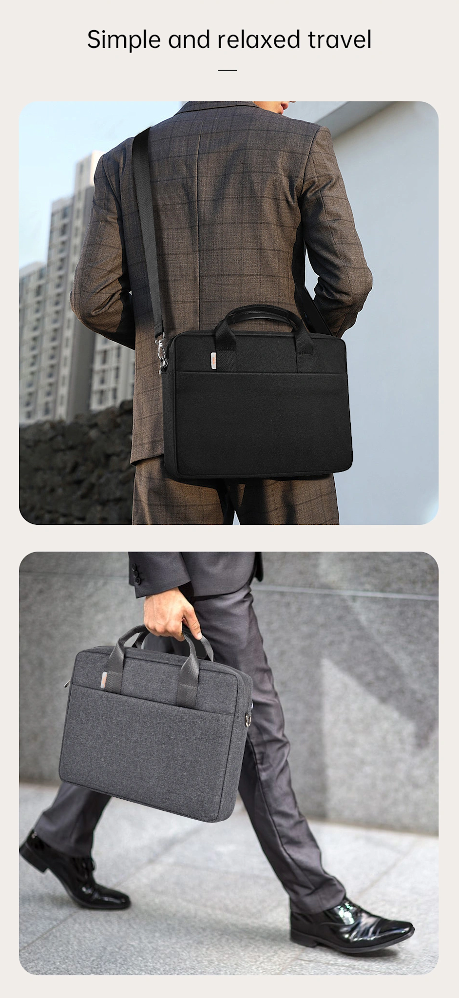 WiWU Minimalist Water-Resistant with Shoulder Strap Carry Bag for Laptop and MacBook 15"/16" - Black