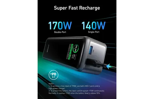 Anker Prime Multi Device Fast Charging Power Bank 3-Port 27,650mAh 250W - Black