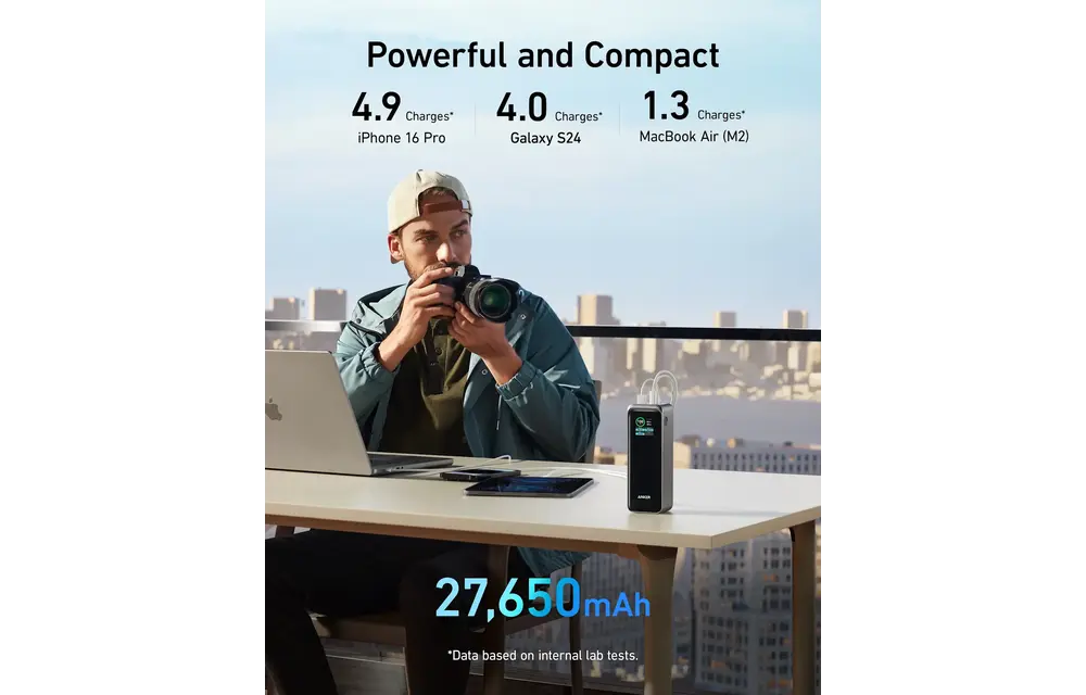 Anker Prime Multi Device Fast Charging Power Bank 3-Port 27,650mAh 250W - Black