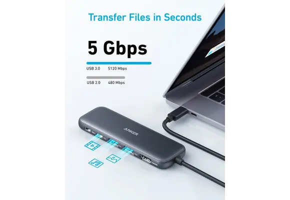 Anker 5-in-1 USB-C Hub 4K HDMI 100W  - Black