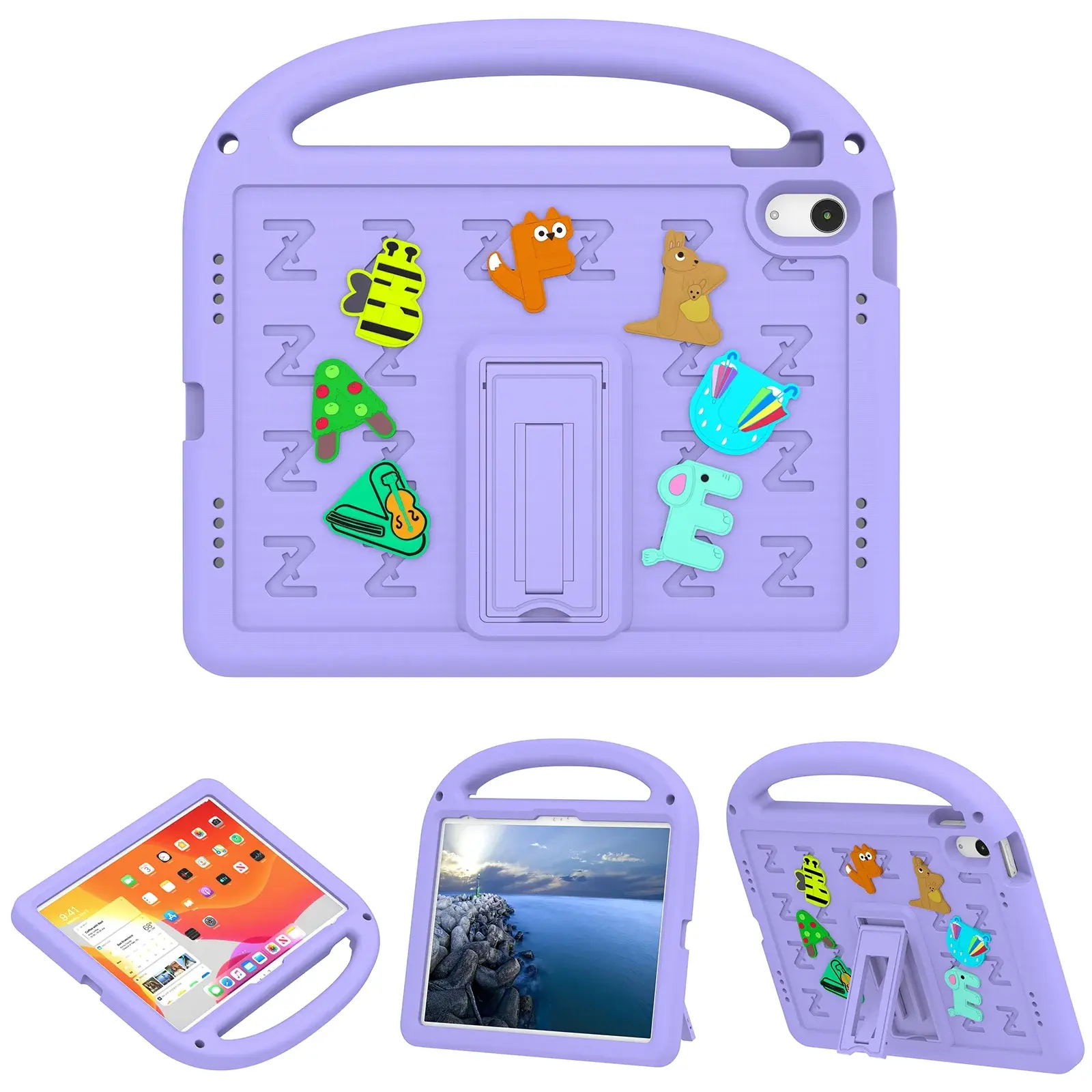EVA Kids Safe Handle Stand Shockproof with Pencil Holder Case For Apple iPad 10th/11th Gen - Purple