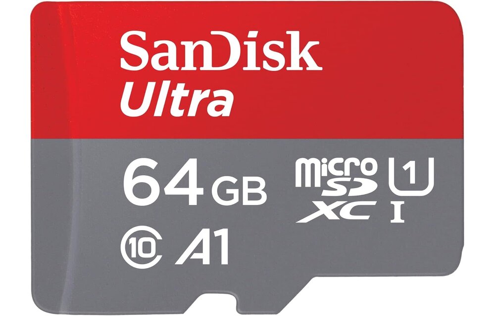 SanDisk Ultra microSDXC, 64GB, U1, C10, A1, UHS-1, 100MB/s R, 4x6, 10Y