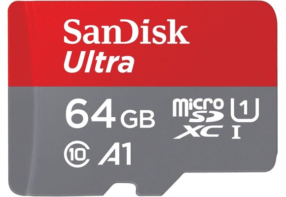 SanDisk Ultra microSDXC, 64GB, U1, C10, A1, UHS-1, 100MB/s R, 4x6, 10Y