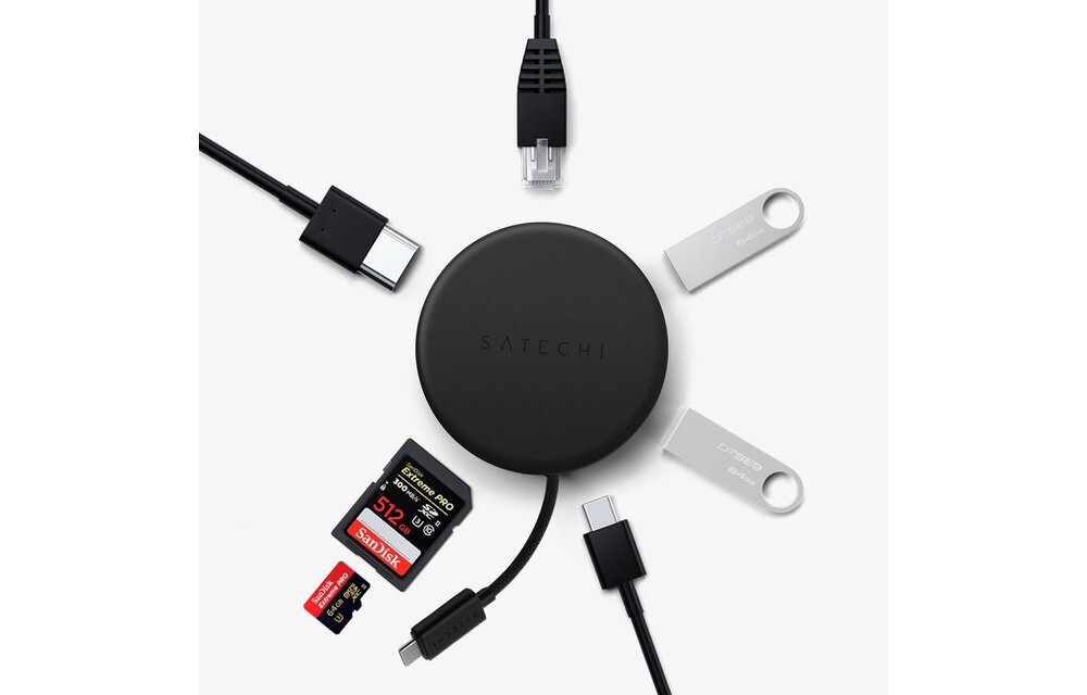 Satechi OntheGo 7-in-1 Multiport Adapter PD 100W - Space Black