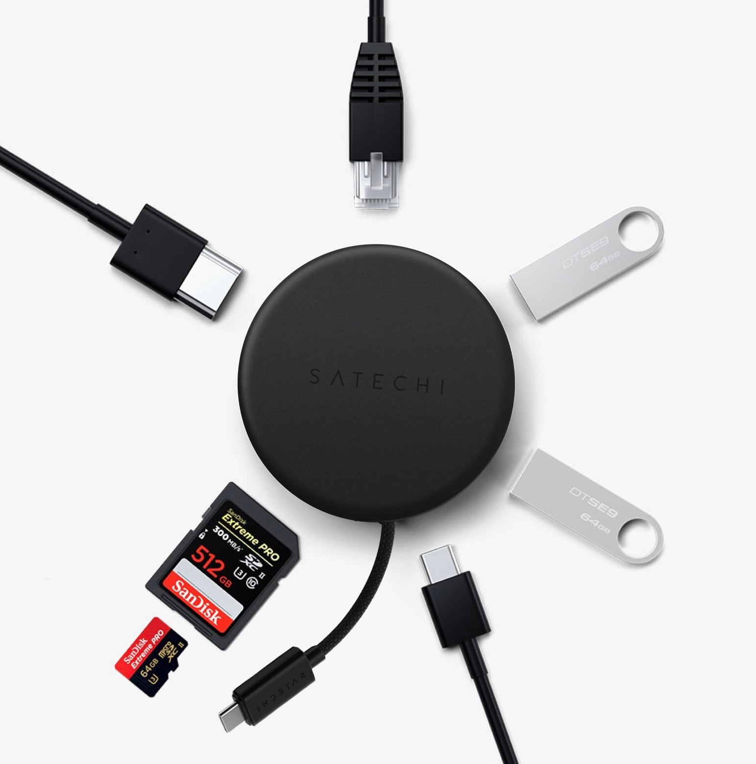 Satechi OntheGo 7-in-1 Multiport Adapter PD 100W - Space Black