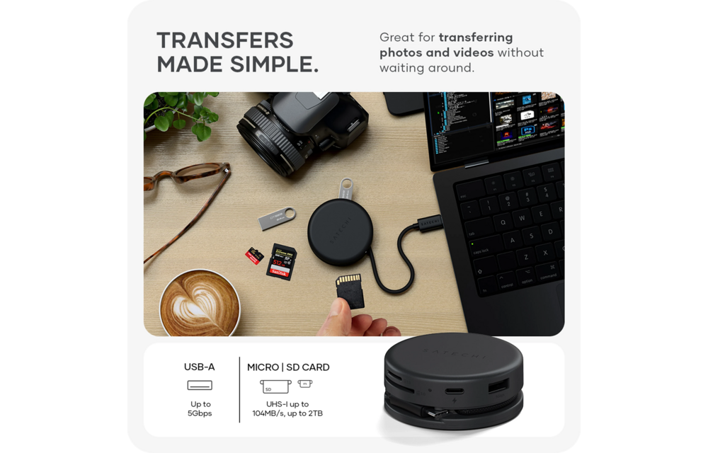 Satechi OntheGo 7-in-1 Multiport Adapter PD 100W - Space Black