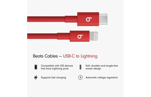 Beats USB-C to Lightning Woven Cable 1.5 m / 5 ft – Rapid Red