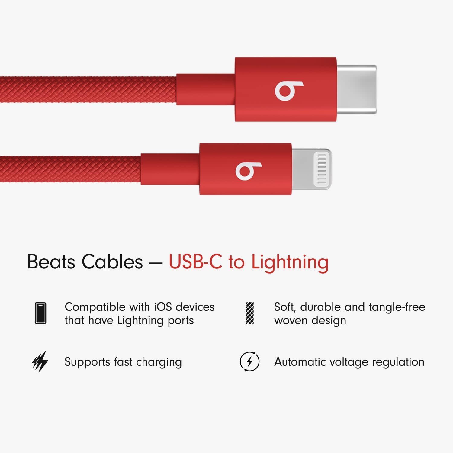 Beats USB-C to Lightning Woven Cable 1.5 m / 5 ft – Rapid Red