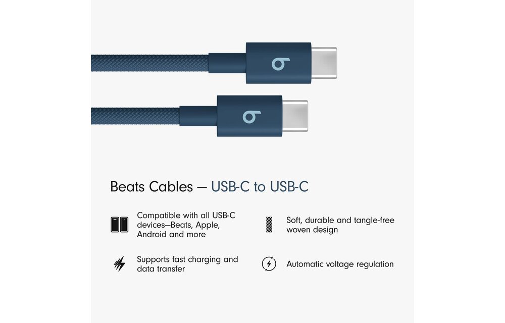 Beats USB-C to USB-C Woven Cable 1.5 m / 5 ft – Nitro Navy