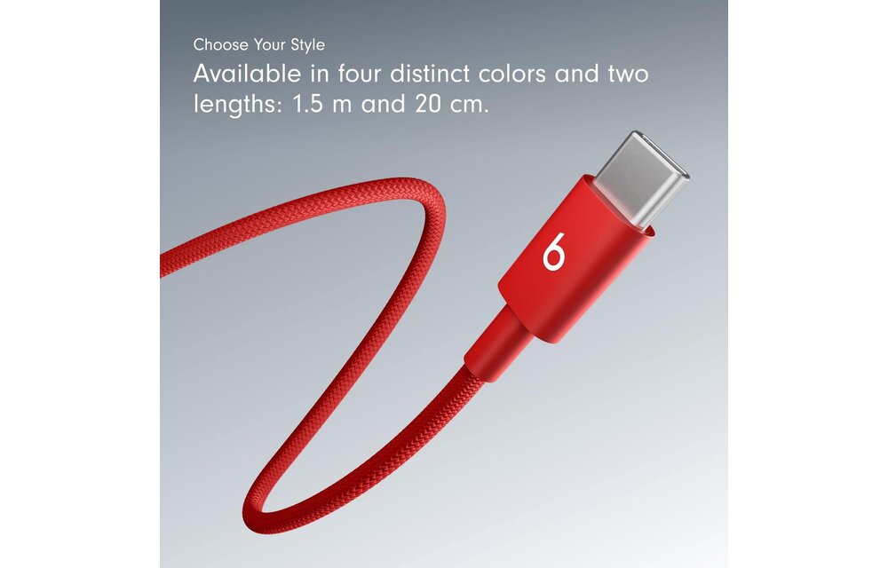 Beats USB-C to USB-C Woven Cable 1.5 m / 5 ft – Rapid Red
