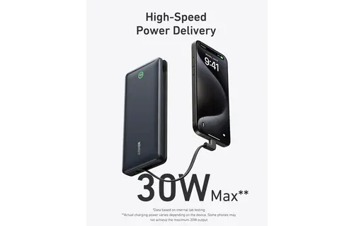 Anker Nano Power Bank 20000mah 30W Built-In USB-C Cable - Black