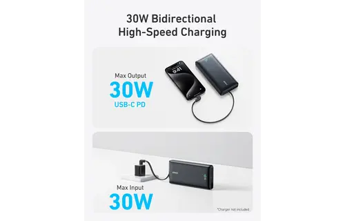 Anker Nano Power Bank 20000mah 30W Built-In USB-C Cable - Black