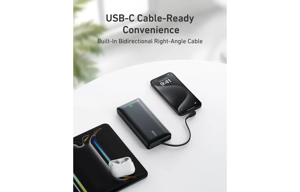 Anker Nano Power Bank 20000mah 30W Built-In USB-C Cable - Black