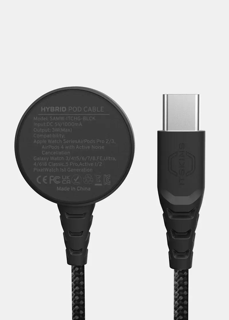 Itskins Hybrid POD Magnetic Cable for Smart Watch USB-C 2m - Black