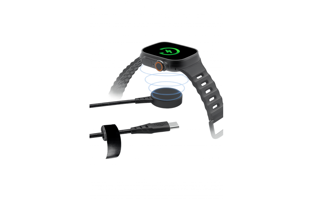 ITSKINS Hybrid POD Magnetic Apple Watch Charger USB-C Cable 2m - Black