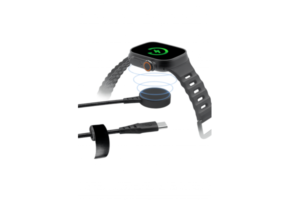 ITSKINS Hybrid POD Magnetic Apple Watch Charger USB-C Cable 2m - Black