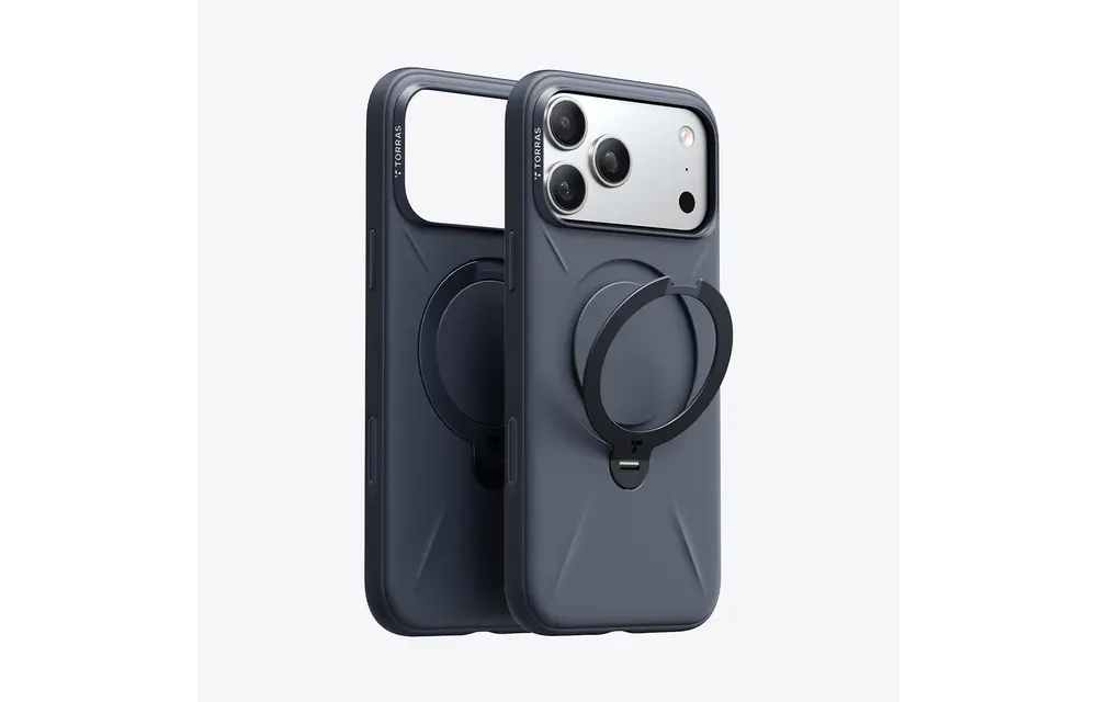TORRAS Ostand Spin Silicone Case for Apple iPhone 17 Pro - Midnight Blue