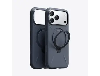 TORRAS Ostand Spin Silicone Case for Apple iPhone 17 Pro - Midnight Blue