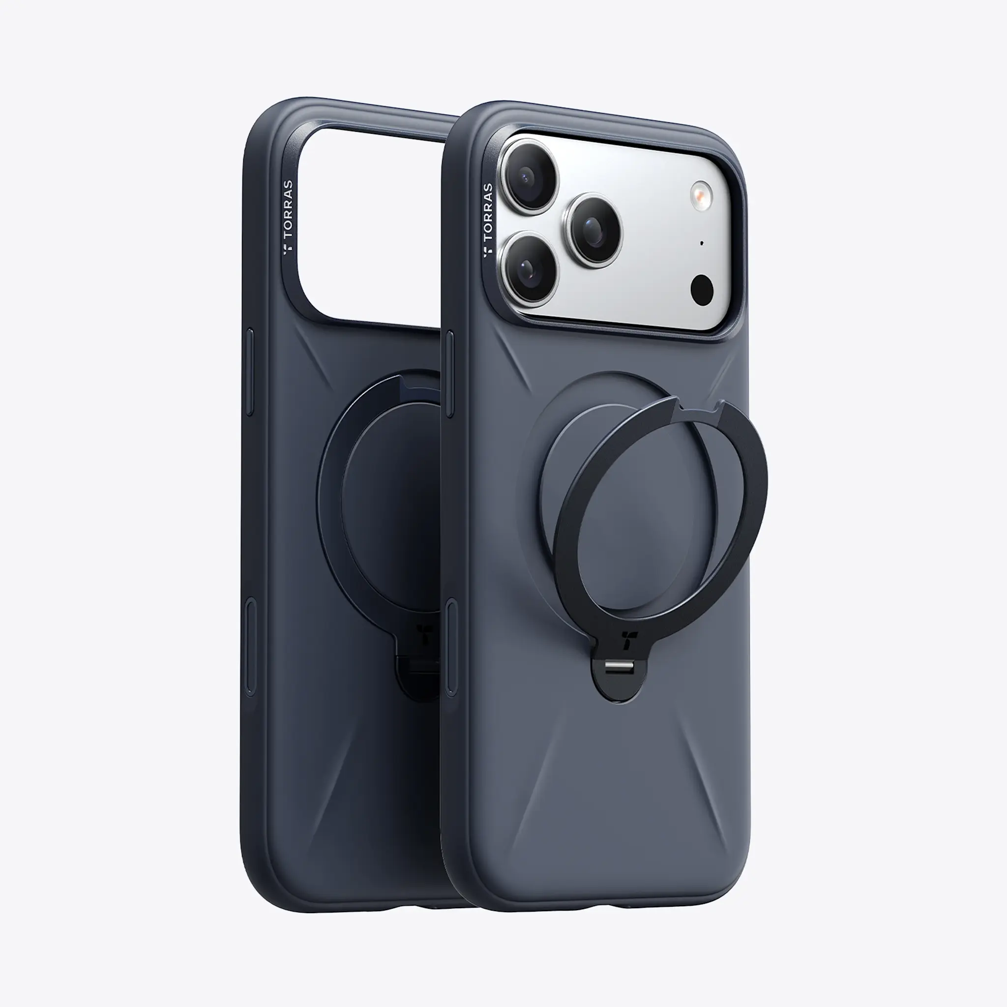 TORRAS Ostand Spin Silicone Case for Apple iPhone 17 Pro - Midnight Blue