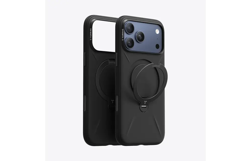 TORRAS Ostand Spin Silicone Case for iPhone 17 Pro Max - Obsidian Black