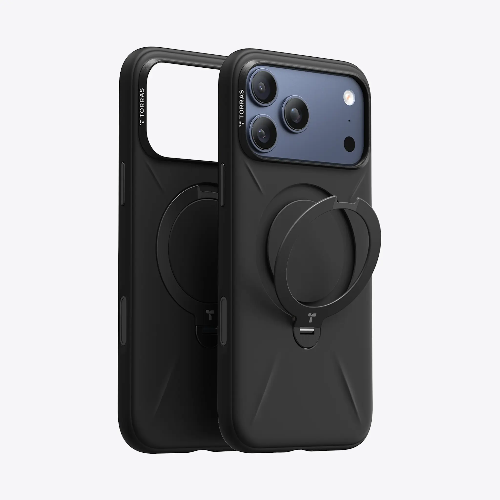 TORRAS Ostand Spin Silicone Case for iPhone 17 Pro Max - Obsidian Black