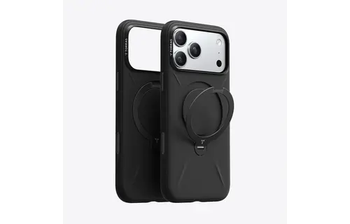 TORRAS Ostand Spin Silicone Case for Apple iPhone 17 Pro - Obsidian Black
