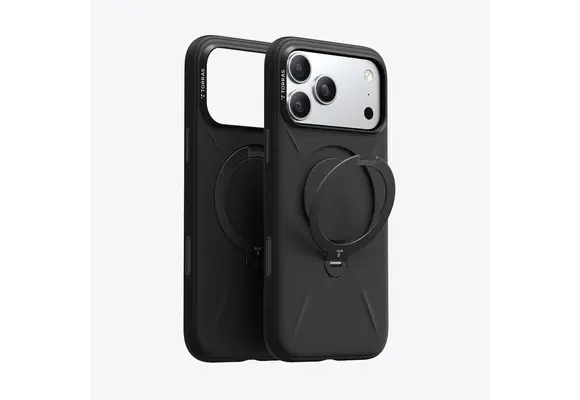 TORRAS Ostand Spin Silicone Case for Apple iPhone 17 Pro - Obsidian Black