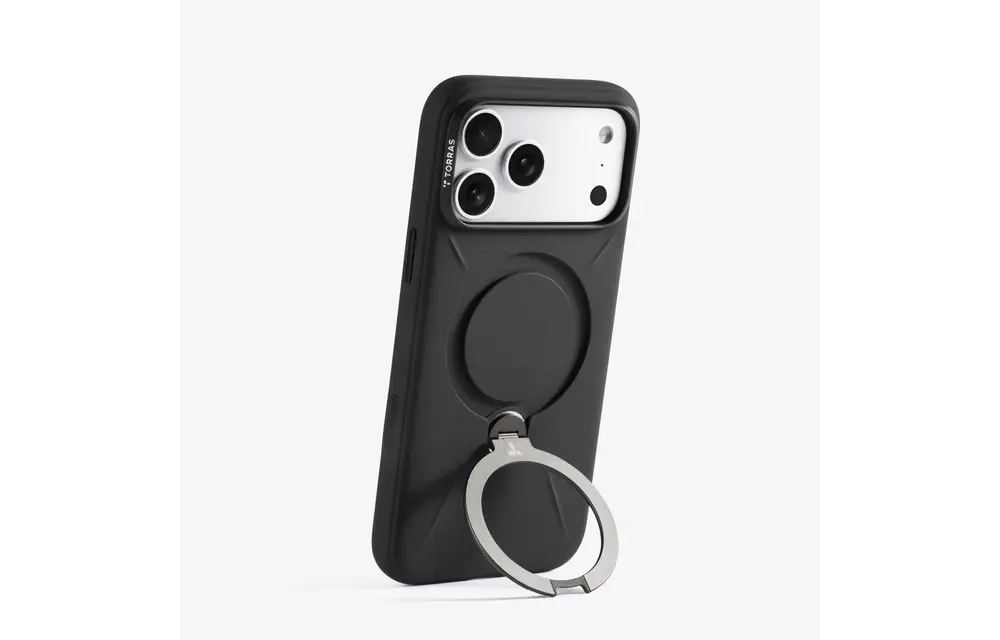 TORRAS Ostand Spin Silicone Case for Apple iPhone 17 Pro - Obsidian Black